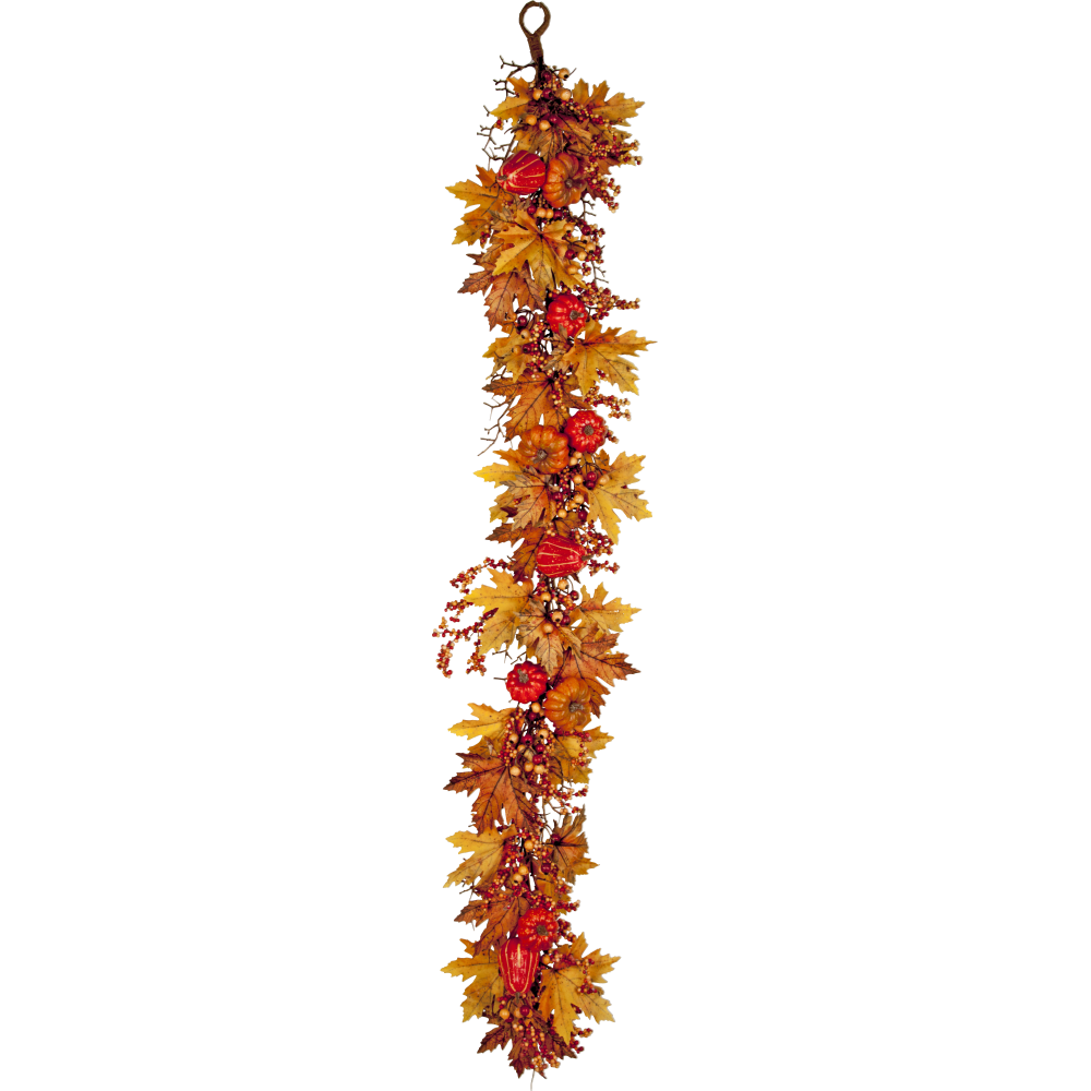 [0685779] garland leaves + pumpkins