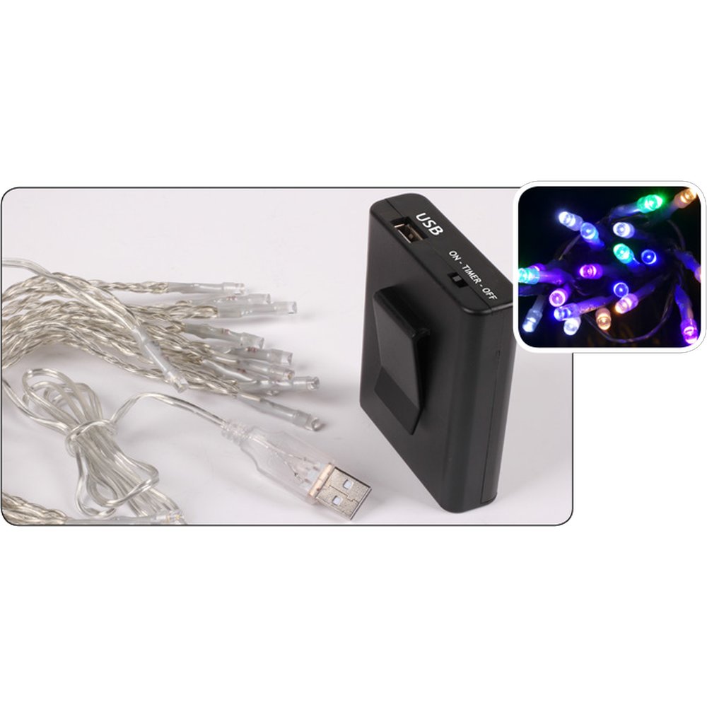 [0696204] lichtguirlande LED 20 - batterijen + USB (LED bont/kabel transp.)