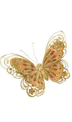 [0041119] butterfly on clip (gold+glitter)
