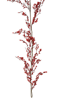 garland with berries (brown/white, 140cm, plastic)