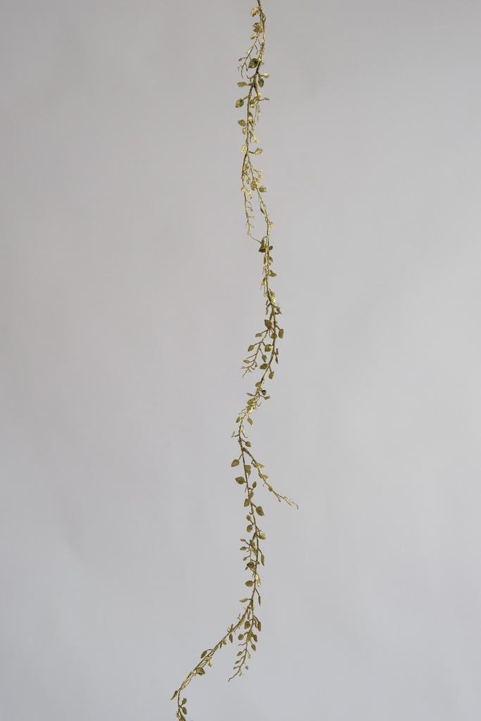 [0043419] garland with leafs and glitter (gold)