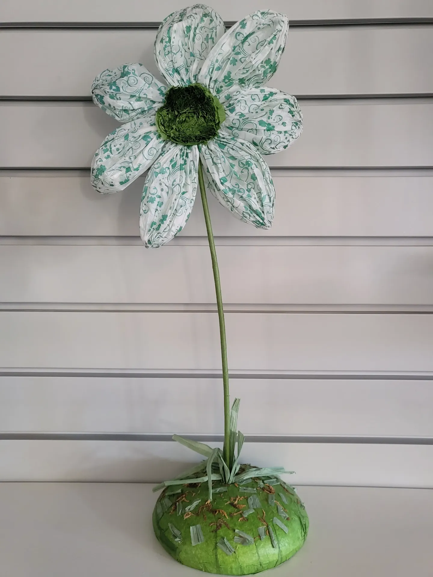 [0681751] bloem op staander (geel/wit, 60cm)