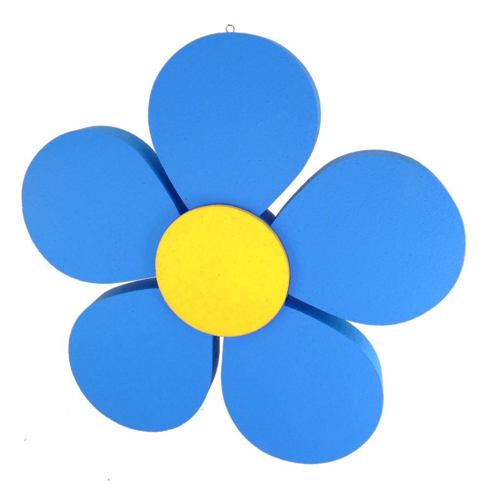 [1025654] tête de fleur styrofoam (bleu/jaune, Ø30cm,d.3-5cm)