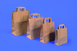 [0073281] paper bags flat handles (in bulk) (brown, 18+8x22cm-70g/m²)
